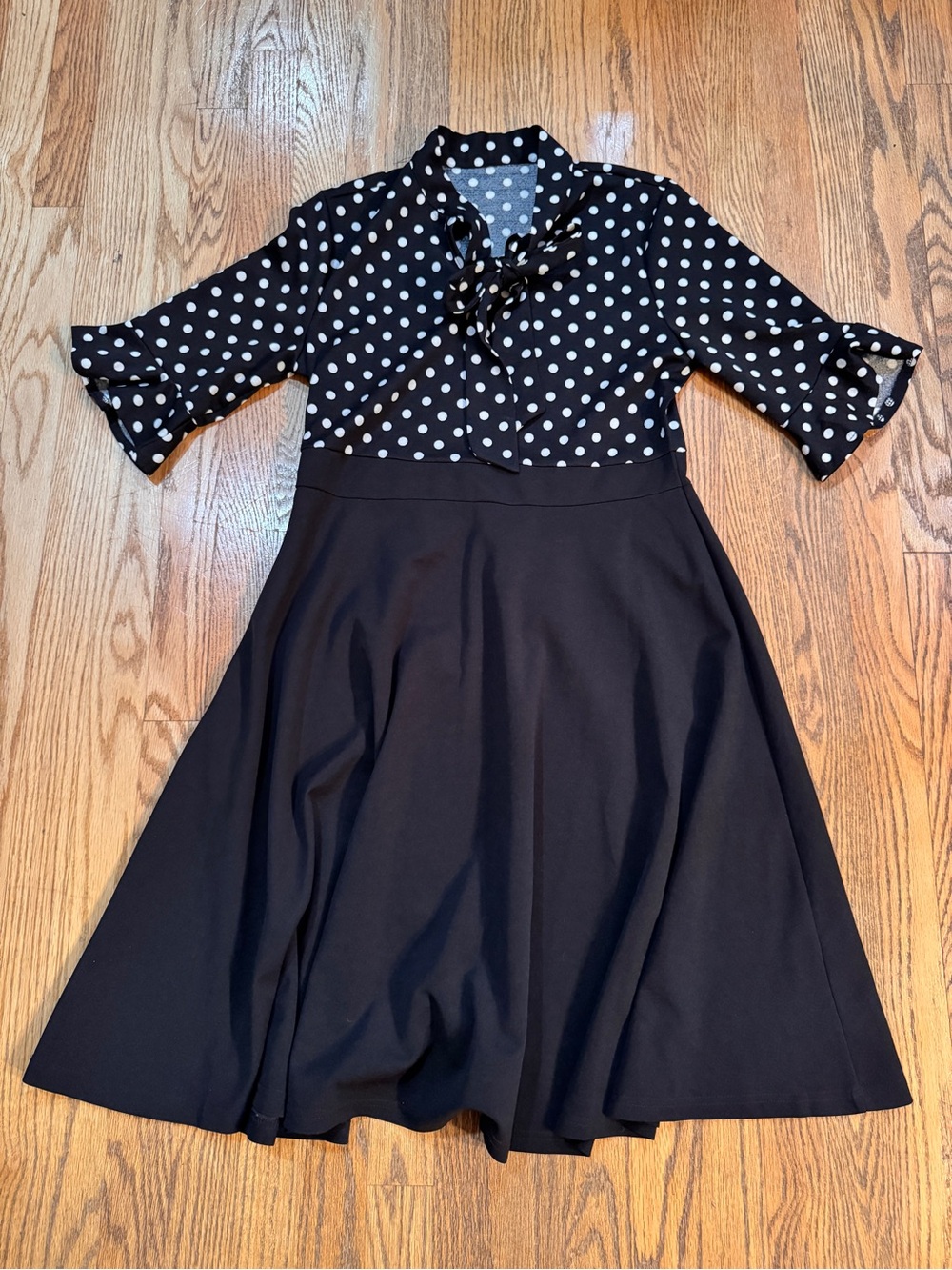 Black Polka Dot Top Fit-and-Flare Dress NWOT
